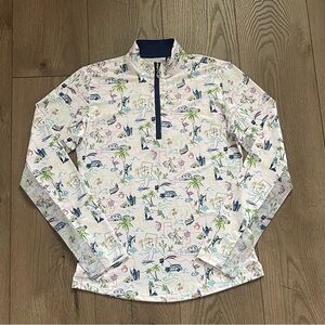 SanSoleil Solcool Print Mock On The Road Women’s XS Golf Tennis Boating Shirt